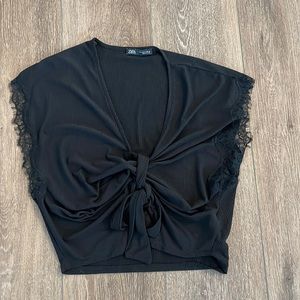 Black crop top with tie